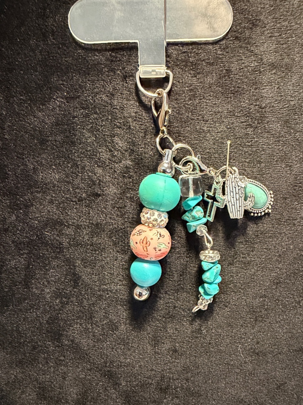 Turquoise Beaded Charm Keychain – Women's Accessory